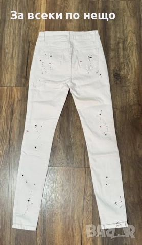 Дамски Бели Напръскани Дънки Код EN6, снимка 2 - Дънки - 52503342