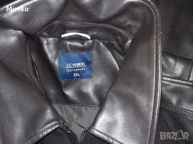 Ново черно мъжко кожено яке на LC WAIKIKI размер 2XL, снимка 9 - Якета - 53078508