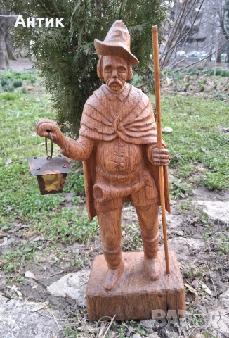 Красива Стара Дървена Фигура от Естествено Дърво / Германия 