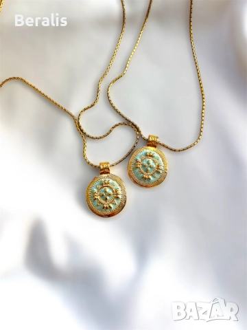 Beralis Зелено дълго колие с медальон, снимка 4 - Колиета, медальони, синджири - 53495276