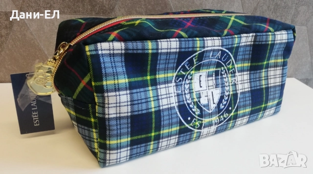 Estee Lauder козметичен несесер – синьо-зелено каре