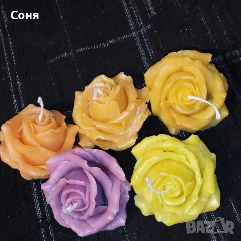 Ароматни восъчни свещи - цветя и рози  различни цветове, снимка 4 - Подаръци за сватба - 53168297