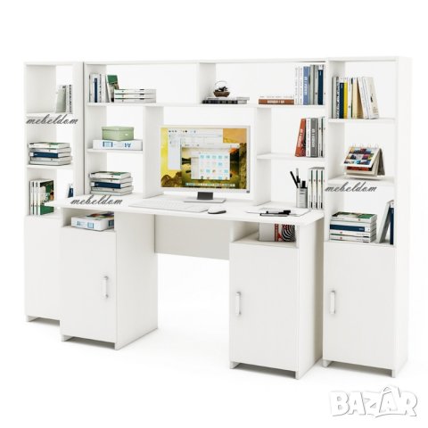 Бюро 143см. с надстройка,2 врати и 2 етажерки с плавни врати(код-0917), снимка 5 - Бюра - 41080881