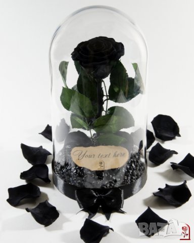 Луксозен Подарък за Жена / Естествена Вечна Черна Роза в Стъкленица / Хит Подарък за годишнина, снимка 6 - Други - 34470601