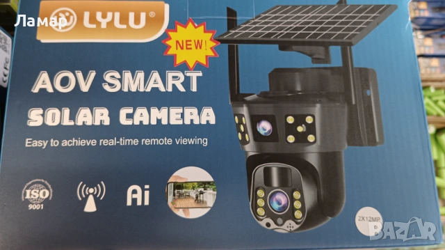 Двойна соларна безжична въртяща камера 4G 2x12MP работи с СИМ SIM карта мобилни данни от тел. опер