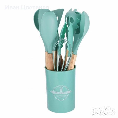 Комплект тенджери + подарък кухненски прибори розов, черен или зелен цвят DJ37+TV1316