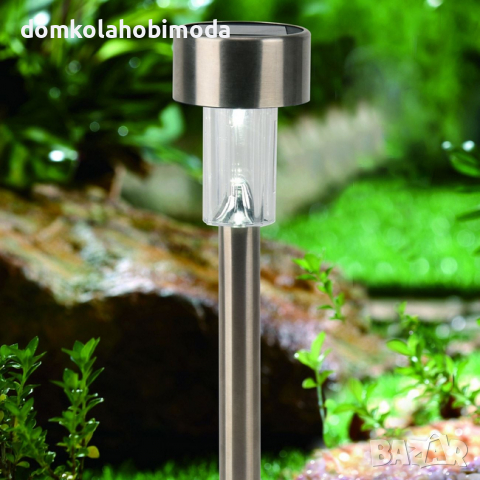 Соларна лампа с бяла светлина, Сребриста31x4,5 см, Метал/Пластмаса, снимка 3 - Соларни лампи - 36163654