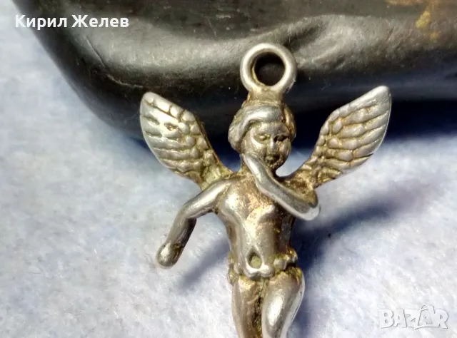 ФИГУРАЛЕН СРЕБЪРЕН ПЕНДАНТ АМУРЧЕ / АНГЕЛЧЕ СРЕБРО 925 РЪЧНА АР НУВО СТИЛ МАЙСТОРСКА РАБОТА 19466, снимка 11 - Колиета, медальони, синджири - 50056528