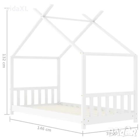 vidaXL Рамка за детско легло, бяла, бор масив, 70x140 см, снимка 9 - Бебешки легла и матраци - 56146567