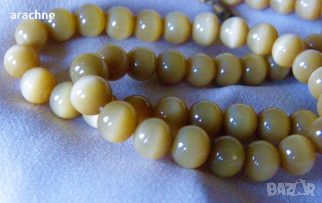 Стар гердан от хризоберил-цимофан с ефект "котешко око", снимка 7 - Колиета, медальони, синджири - 39075520