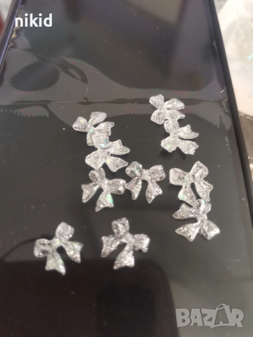 10 бр 3d малки панделки панделка седефени брокатени прозрачни декорация нокти маникюр акрил, снимка 3 - Продукти за маникюр - 51489683