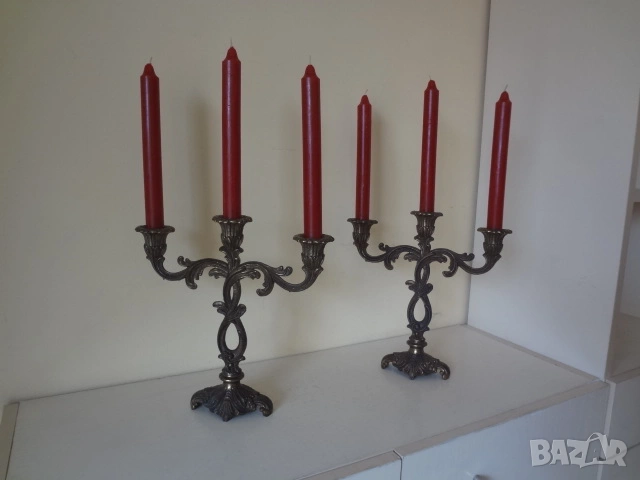 Комплект от 2 бр. бронзови свещника от Германия, снимка 15 - Антикварни и старинни предмети - 53740571