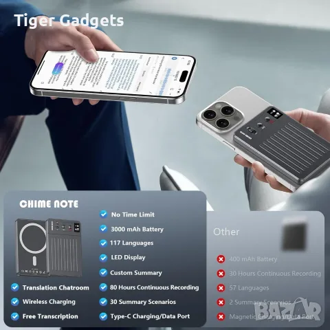 CHIME NOTE Pro AI Voice Recorder–AI диктофон с ChatGPT, автоматична транскрипция, превод и обобщение, снимка 7 - Друга електроника - 56215338