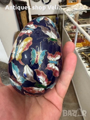 Китайско яйце с емайл №7110 , снимка 2 - Антикварни и старинни предмети - 50822472
