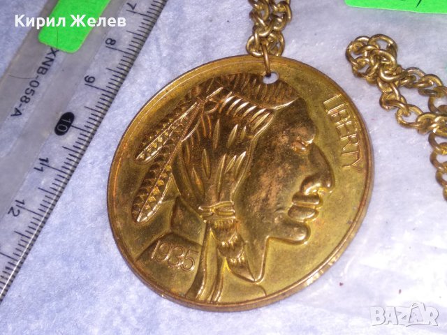 СТАР МНОГО ИНТЕРЕСЕН МЕДАЛЬОН Тип РЯДКА МОНЕТА - САЩ със СТОМАНЕНО ЗЛАТИСТО СИНДЖИРЧЕ ВЕРИЖКА 37106, снимка 15 - Антикварни и старинни предмети - 40420585