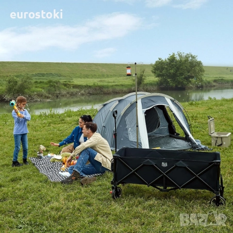 Удължена сгъваема фестивална количка TIMBER RIDGE със спирачки и товарна мрежа, 300 литра, количка , снимка 2 - Къмпинг мебели - 52776921