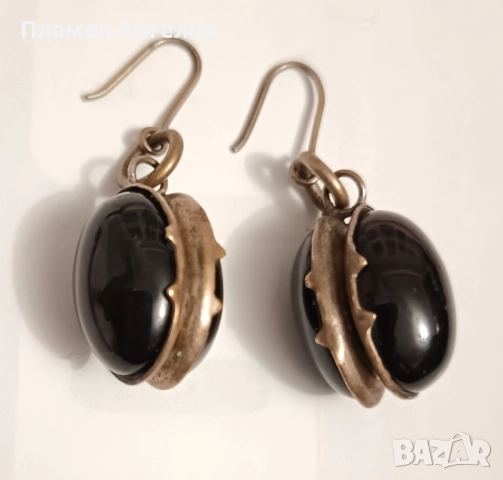 Винтидж, антикварни, посребрени обеци. , снимка 3 - Обеци - 52503776