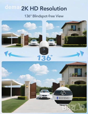 GNCC 2K Соларна охранителна камера, сензор за движение, цветно нощно виждане, 2.4G&5G Wifi, IP65, снимка 4 - IP камери - 52130805