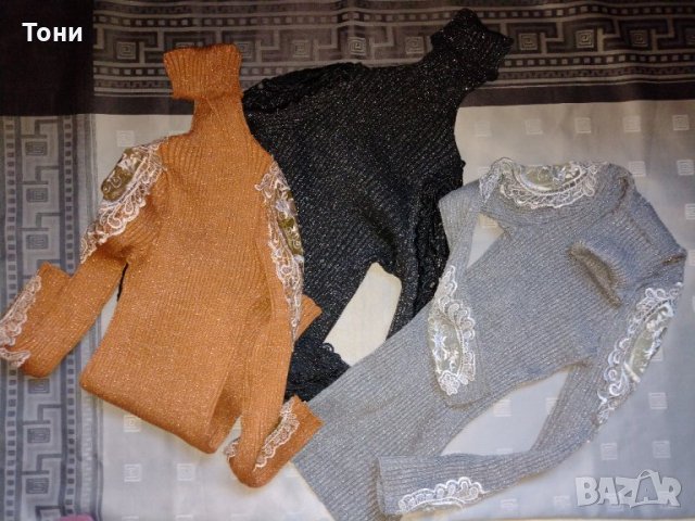 Дамско поло с дантела  и ламе , снимка 8 - Блузи с дълъг ръкав и пуловери - 34520379