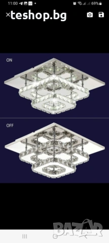 Лампа кристална квадратна за таван LED полилей с висока мощност 36W