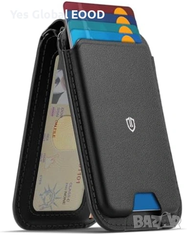 SHIELDON MagSafe кожен портфейл RFID черен