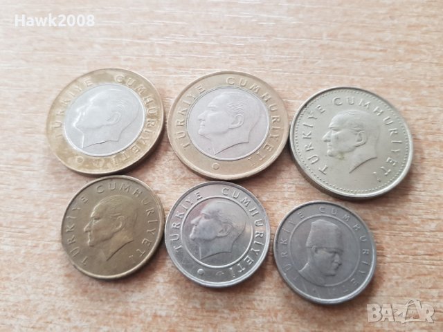 1 ЛИРА 2012 г. 1000 лири 1990 г. и куруш ТУРЦИЯ Лот 6бр., снимка 4 - Нумизматика и бонистика - 37435132