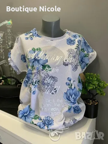 Пъстроцветни памучни блузи с връзки в долната част  , снимка 1