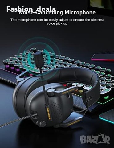 Нови сгъваеми геймърски слушалки с микрофон с шумопотискане/Лаптоп Игри , снимка 6 - Слушалки и портативни колонки - 41361350