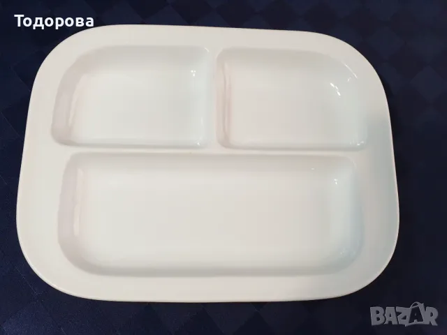 Старинен порцеланов чехски поднос Schlaggenwald   за салати и разядки- 3 гнезда, снимка 2 - Сервизи - 47383561