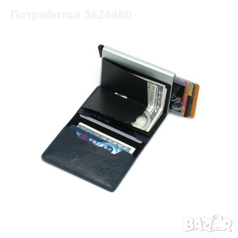 Черен портфейл с RFID защита кожен, снимка 3 - Портфейли, портмонета - 41958745