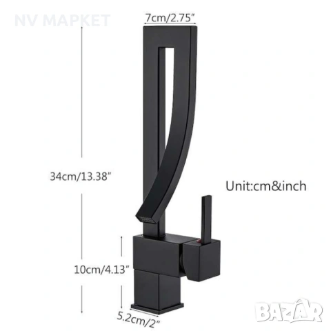 Смесител за мивка  модел водопад, матов, черен, снимка 3 - Други стоки за дома - 53837248