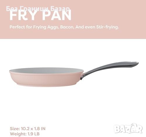 Нов Ергономичен Тиган за Готвене, Лесен за Почистване, 26cm розов, снимка 2 - Съдове за готвене - 44396138