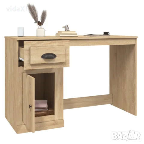 vidaXL Бюро с чекмедже, сонома дъб, 115x50x75 см, инженерно дърво, снимка 5 - Бюра - 56147974