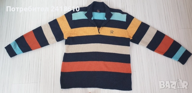 Paul & Shark Merino Wool Cardigan Knitted Half Zip Mens Size L ОРИГИНАЛ! Мъжка Вълнена Жилетка с 3/4
