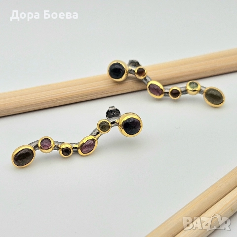 Сребърни обеци: "Фрея", снимка 4 - Обеци - 52712275