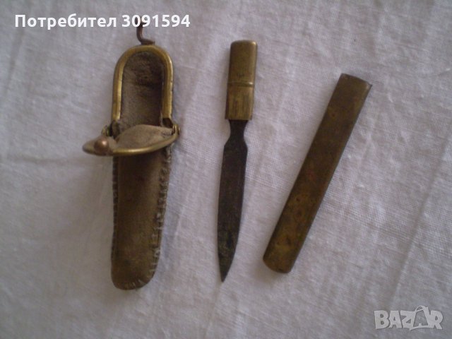 Антикварен предмет пила за нокти в метална кутия и кожен калъф, снимка 6 - Колекции - 33832187