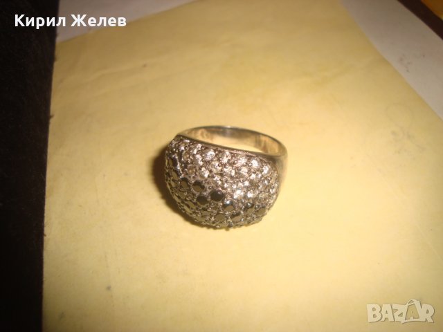 СТАР СРЕБЪРЕН СКЪПОЦЕНЕН АРТ ПРЪСТЕН с МАРКАЗИТИ и ЦИРКОНИ ЛАКИРАНО ОКСИДИРАНО СРЕБРО 26240, снимка 15 - Пръстени - 34646999
