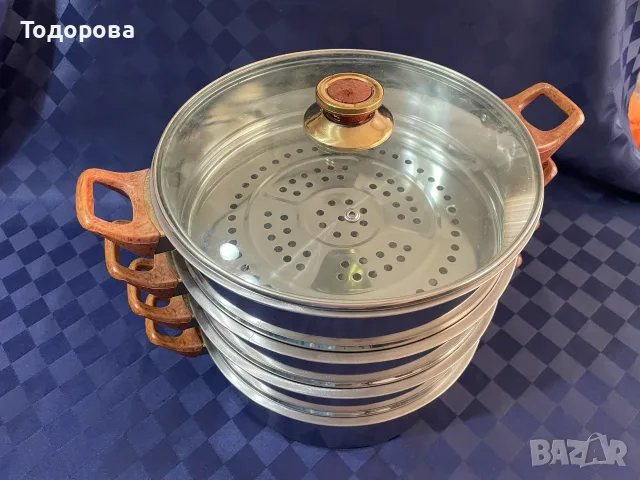 Голяма тенджера за готвене на пара/Маниварка/ -  диаметър - 28 см.- 3 нива, снимка 2 - Съдове за готвене - 56040099
