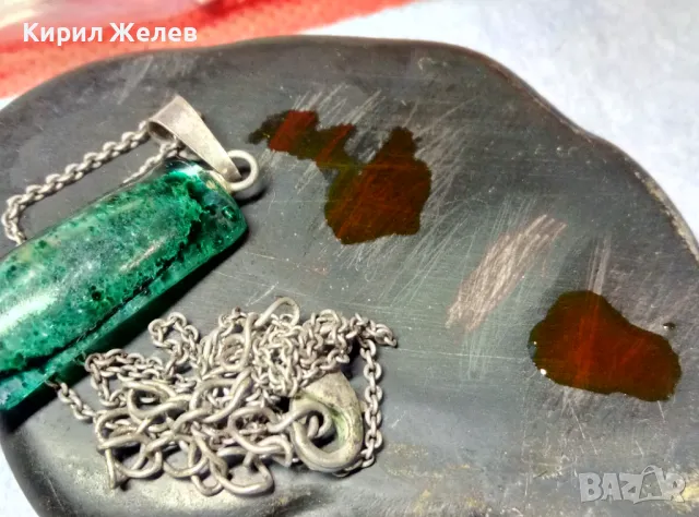 АРТ МЕДАЛЬОН ВЕНЕЦИАНСКО СТЪКЛО МУРАНО с СРЕБРО 925 и СРЕБЪРНА ВЕРИЖКА с ПОСРЕБРЕНА ЗАКОПЧАЛКА 49784, снимка 4 - Колиета, медальони, синджири - 50416501
