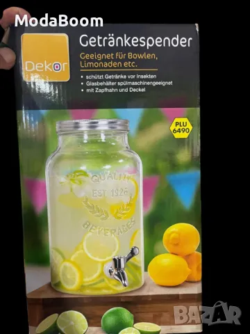 Буркан EDM с кран, прозрачен и неръждаема стомана, 5,5 литра, снимка 2 - Буркани, бутилки и капачки - 48870135