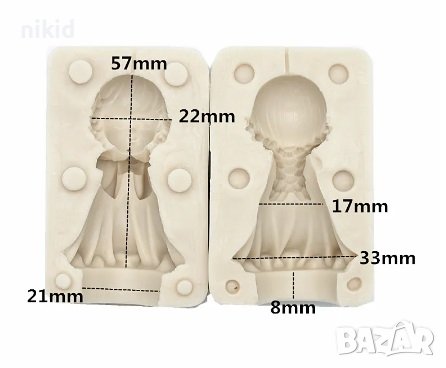 3D момиче ангел калъп 2 части силиконов молд форма фондан сапун гипс свещ декорация фигурка разме, снимка 3 - Форми - 18985726