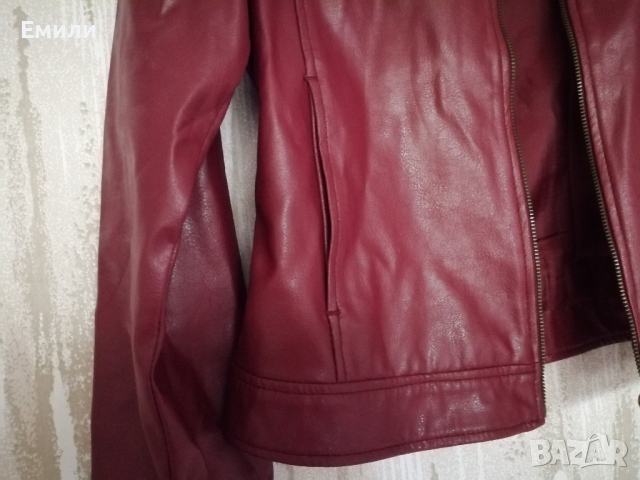Zara дамско яке от изкуствена кожа в червен цвят р-р S, снимка 8 - Якета - 44518164