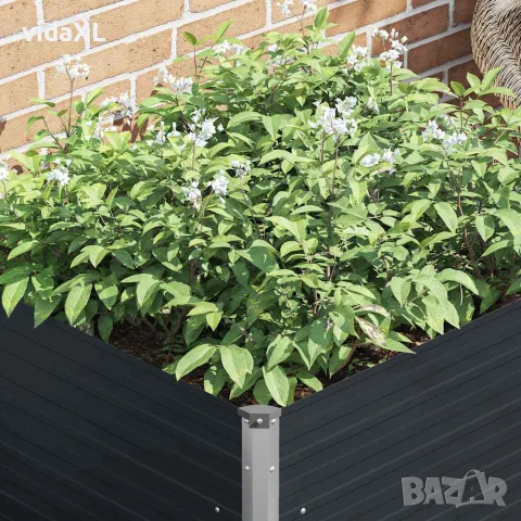 vidaXL Повдигната леха, антрацит, 100x100x77 см, поцинкована стомана, снимка 4 - Саксии и кашпи - 56147571