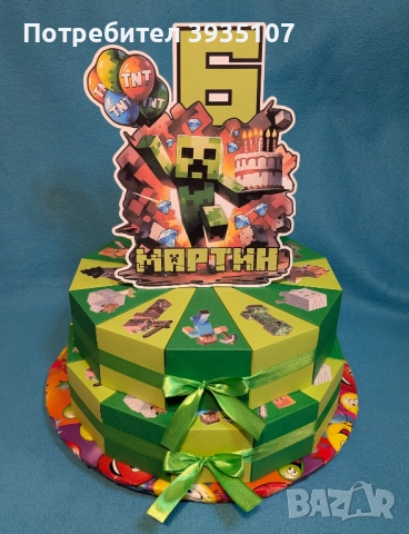 Картонена торта Майнкрафт