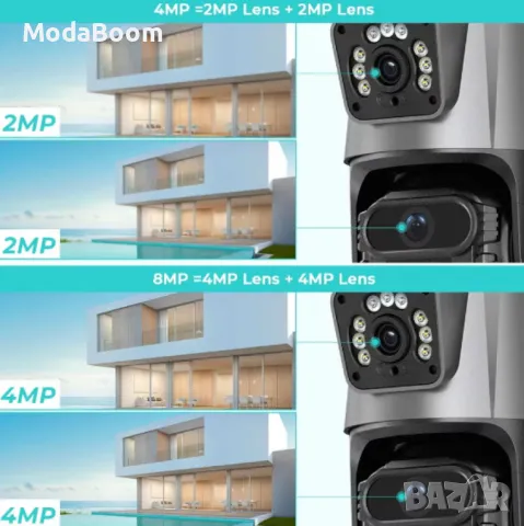 Камера за наблюдение 4K Ultra HD,8MP,датчик за движение,нощно виждане,двупосочна аудио връзка, снимка 4 - IP камери - 48370269