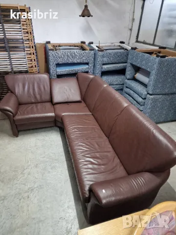 Ъглов Диван-Естествена Кожа-внос от Германия!, снимка 1