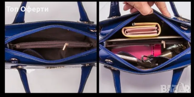 Комплект от 3 бр. лачени дамски чанти в различен размер, снимка 2 - Чанти - 47752293