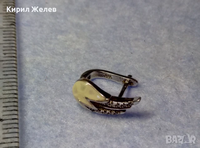 КРАСИВА ЕМАЙЛИРАНА СРЕБЪРНА ОБЕЦА КРИЛЦЕ РОДИРАНО СРЕБРО 925 с ЦИРКОНЧЕТА 38804, снимка 2 - Обеци - 50535993