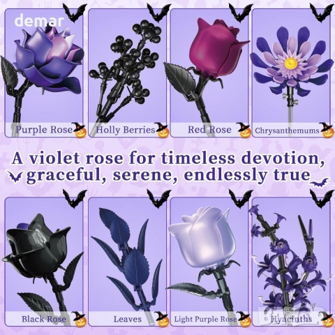 Комплект за сглобяване на букет от лилави рози, изкуствени цветя, подарък, снимка 4 - Декорация за дома - 51483100