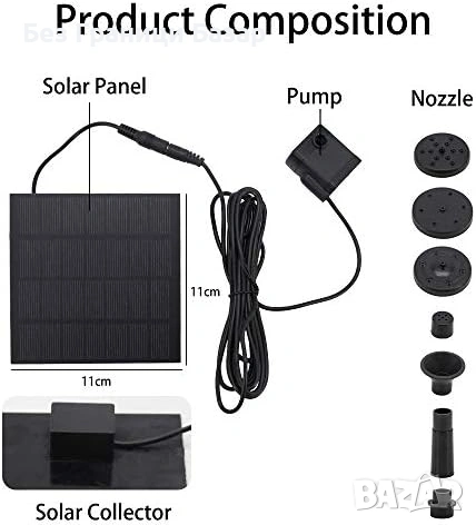 Нов лотос Соларна водна помпа 1.2W фонтан с 5 дюзи за градина/езерце, снимка 4 - Други - 53733015